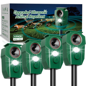 Peepst Solar Ultrasonic Animal Repellent with motion sensor deters wildlife in outdoor spaces.