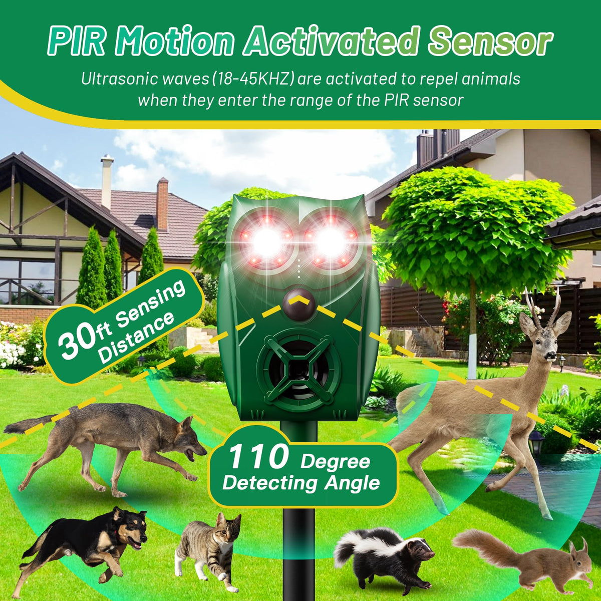 Peepst waterproof LED flashing lights provide nocturnal deterrence for nearby wildlife.
