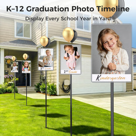 PEJOURI K12 timeline yard sign showcases full school journey for a memorable graduation decor.