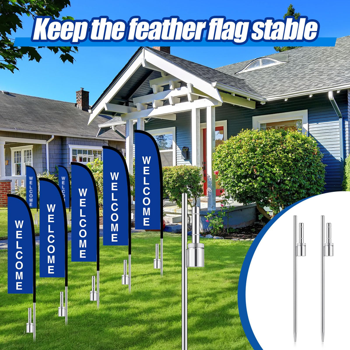 Pelopy easy-install banner stake makes setup quick and secure.