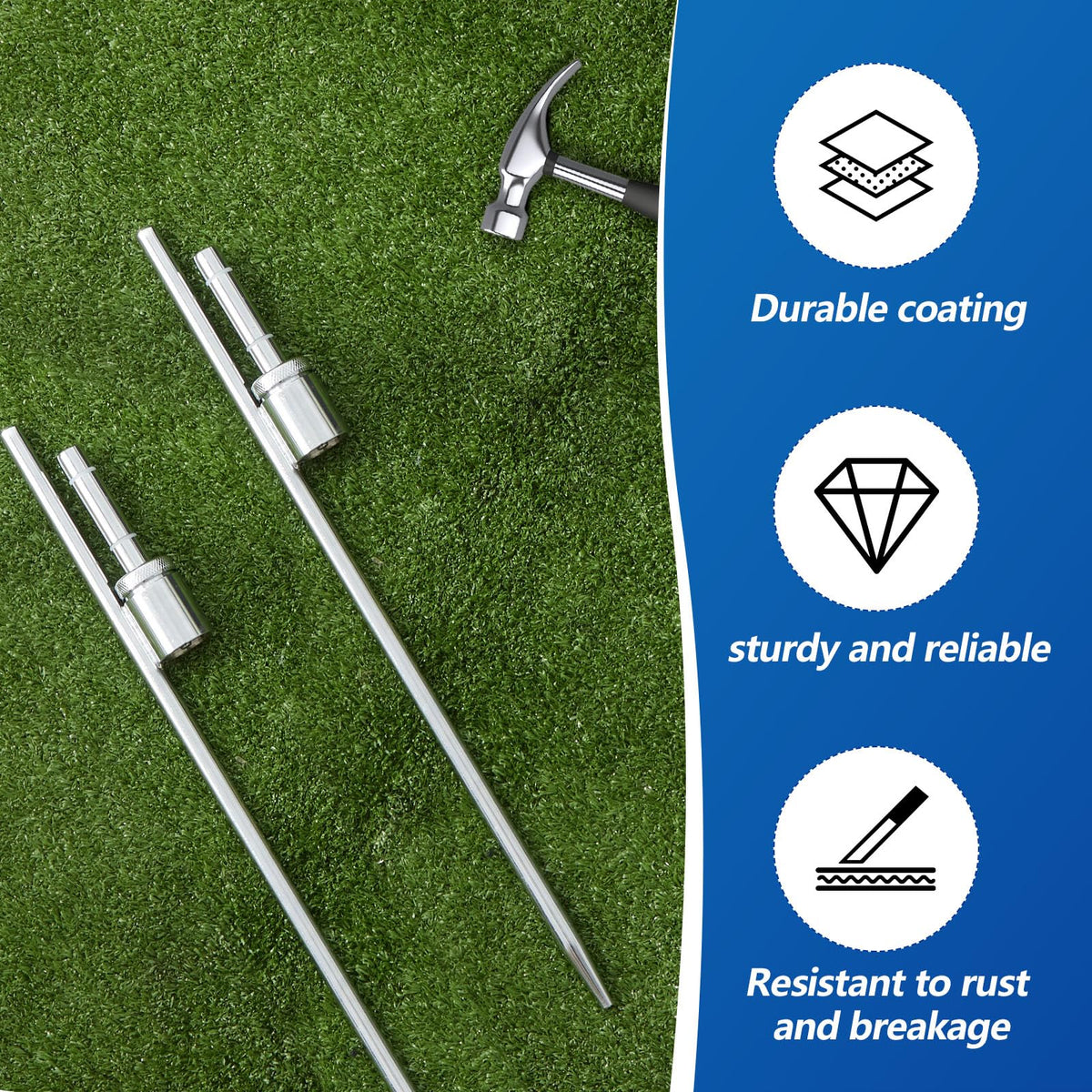 Pelopy weather-resistant metal stake endures rain and sun for long-term use.