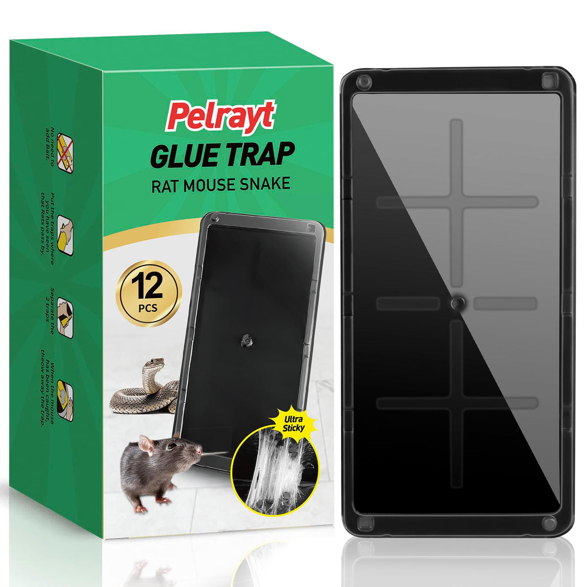 Pelrayt glue trap indoors with large tray captures larger pests safely at home.