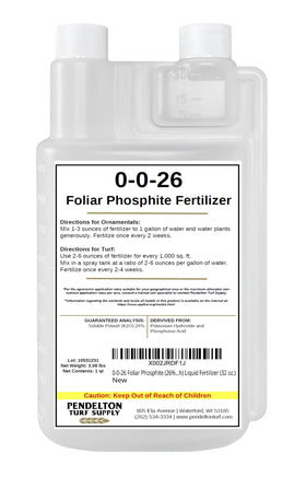 Pendelton Turf 0-0-26 foliar bottle pour for accurate dosage and easy application