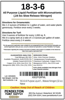 Pendelton 18-3-6 turf application spray tank prepared for dilution and application.