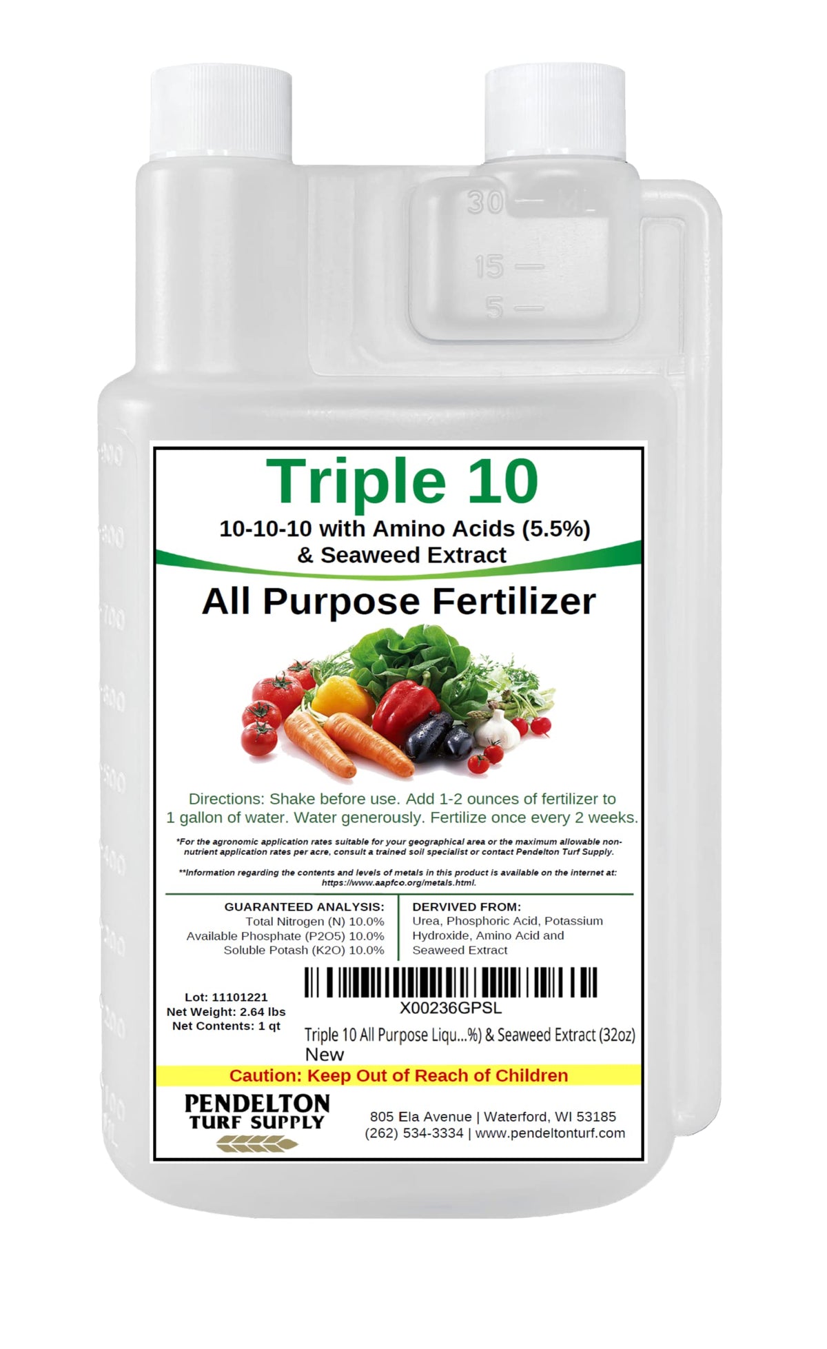 Pendelton Turf Supply Triple 10 bottle shows precise dosing for even coverage.