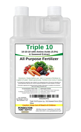 Pendelton Turf Supply Triple 10 bottle shows precise dosing for even coverage.