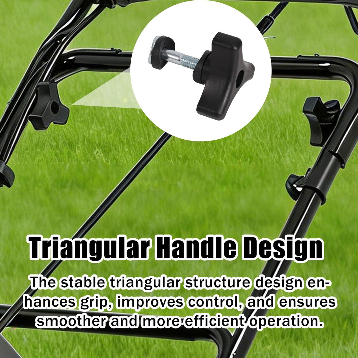 Penitue lawn mower handle knob shows durable iron construction.