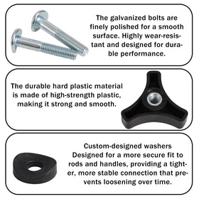 Penitue packaging includes 4 knobs, 4 screws, and 8 gaskets.