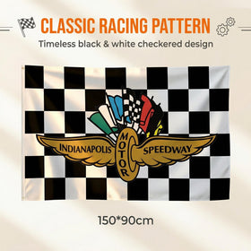 PennantHue Indianapolis Motor Speedway flag checkered banner for dorm room style