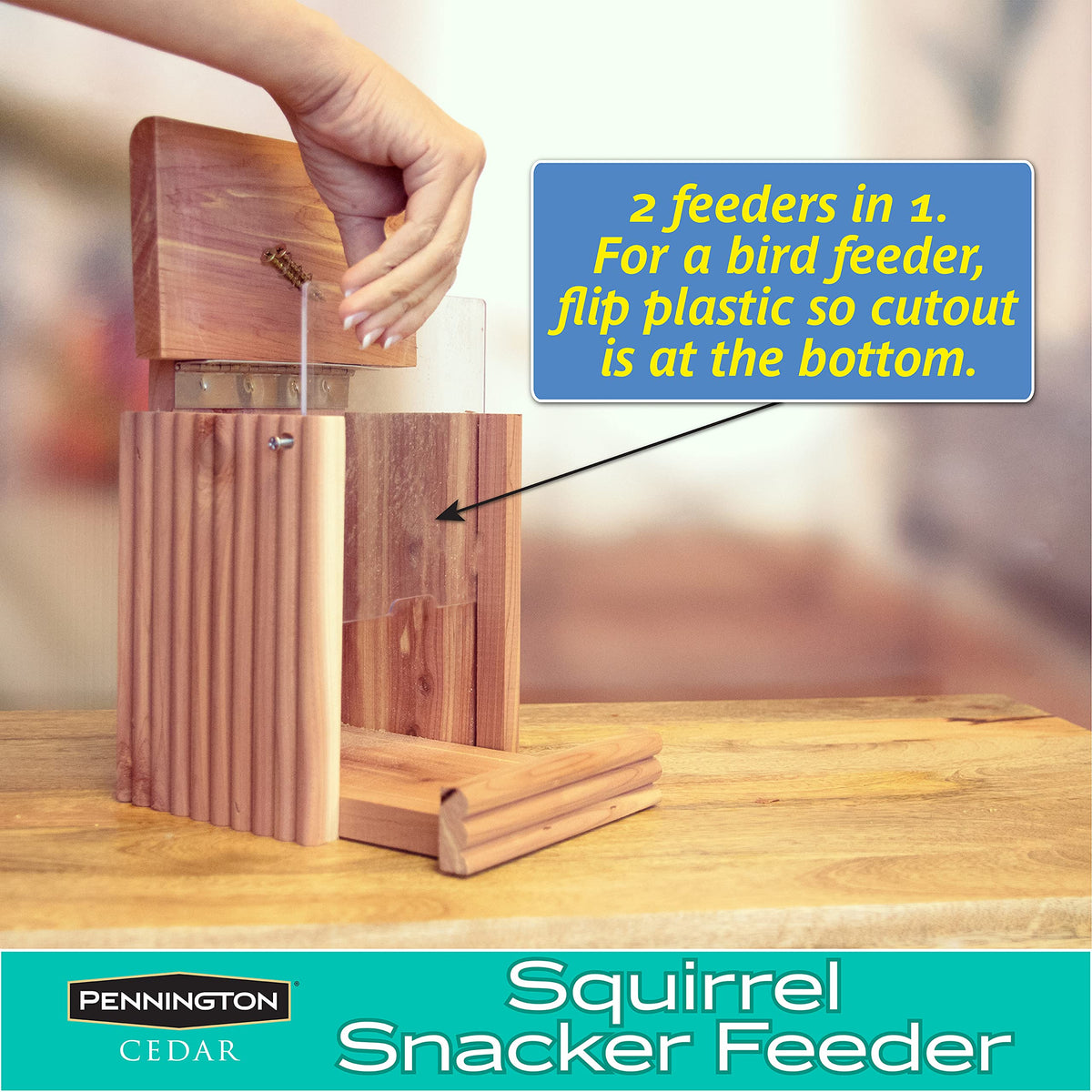 Pennington Cedar Squirrel Snacker Feeder capacity 2.75 lbs statement