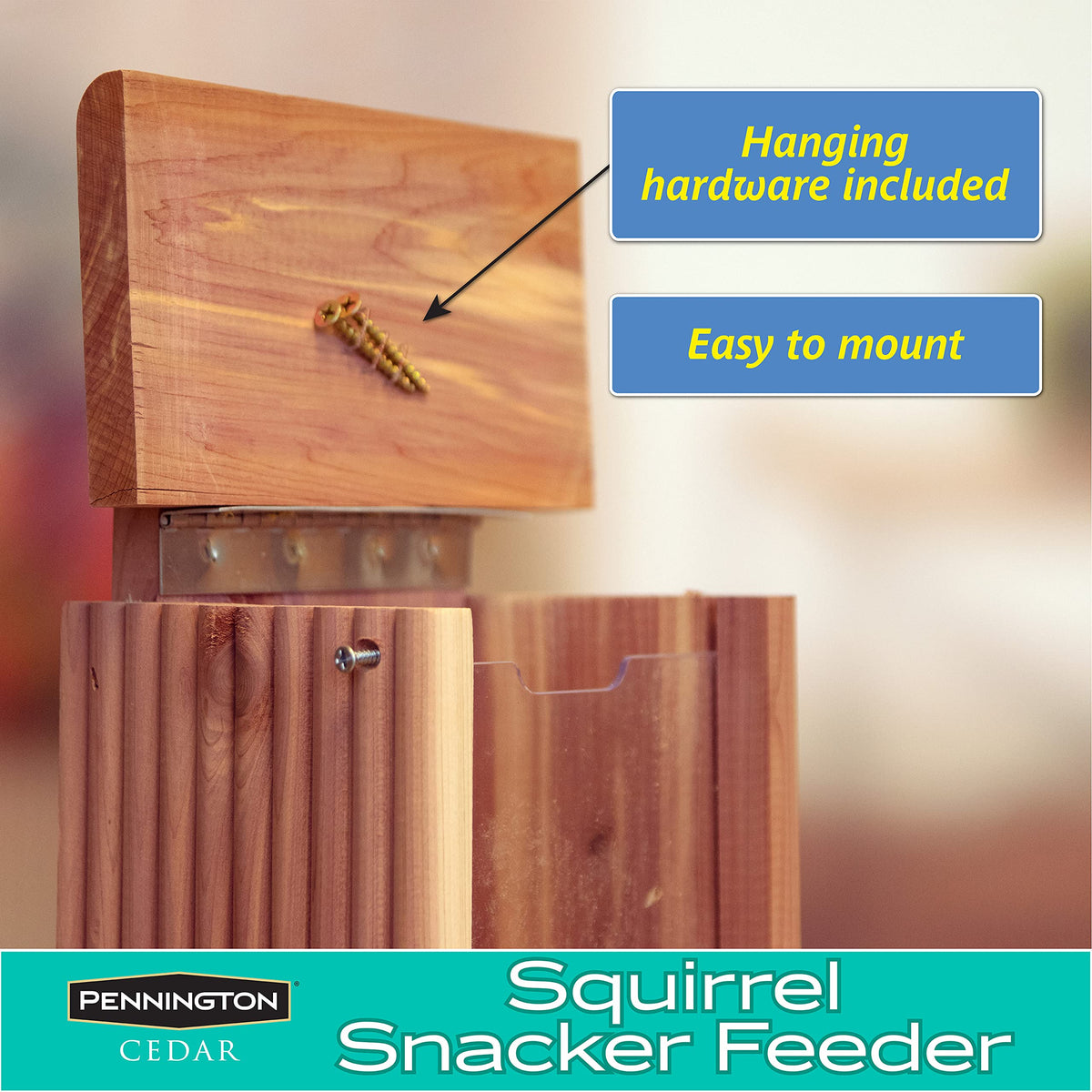 Pennington Cedar Squirrel Snacker Feeder easy fill access