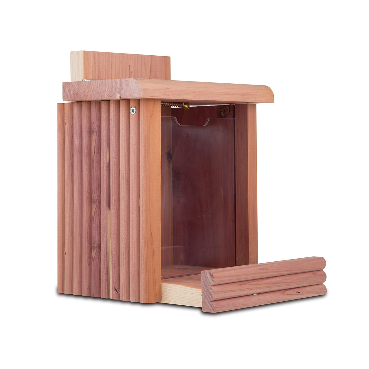 Pennington Cedar Squirrel Snacker Feeder front view for squirrels and birds