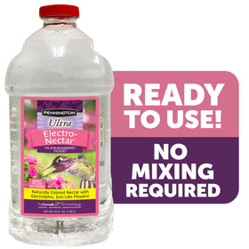 Pouring Pennington Electro-Nectar into a feeder demonstrates easy shake-and-pour feeding.
