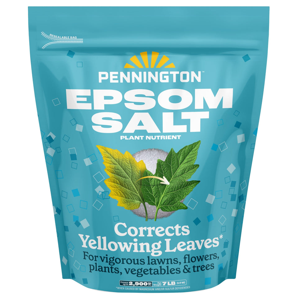Pennington Epsom Salt bottle front label supports plant magnesium.