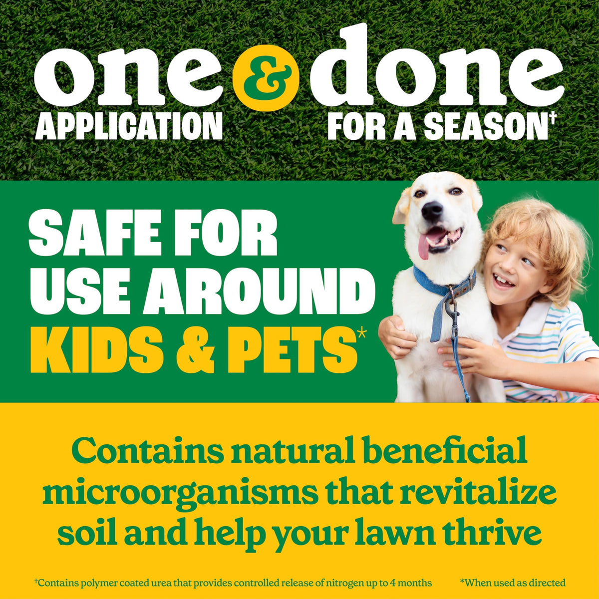 Pennington iron-enhanced fertilizer delivers a deeper green lawn.