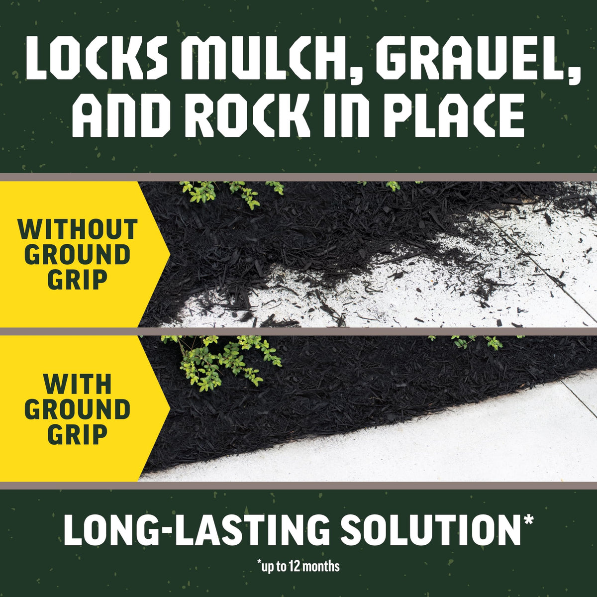 Pennington Ground Grip Mulch Glue blue coverage indicating where product was applied