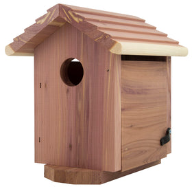 Pennington Pride Cedar Birdhouse exterior view highlighting natural cedar for outdoor nesting.