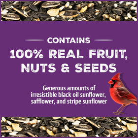Pennington Pride Songbird fruit-nuts closeup shows real fruit and nuts