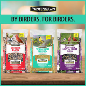 Year-round feeding with Pennington Pride Wild Finch Blend on a feeder.