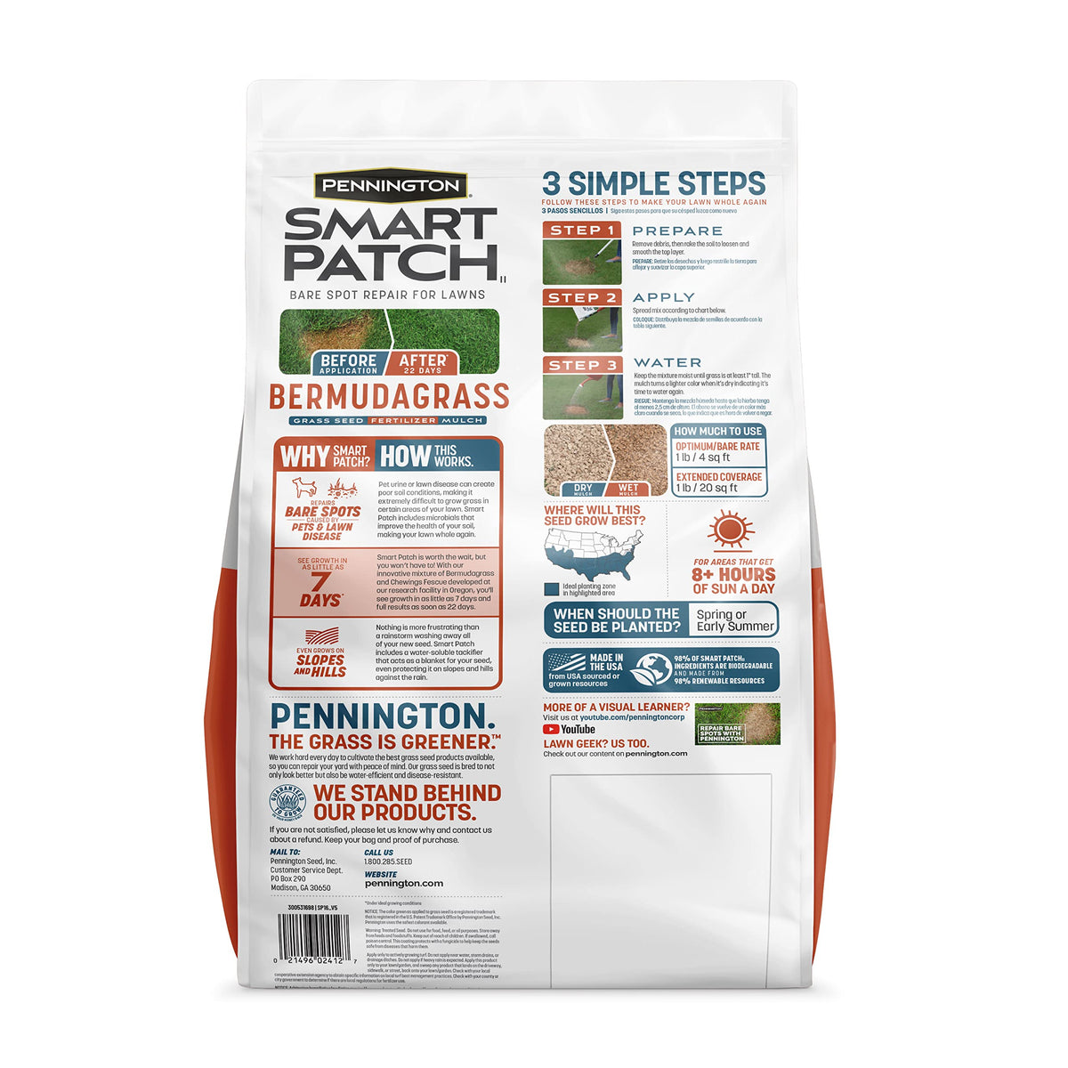 Pennington Smart Patch tackifier on slope protects seed from washout after rain.