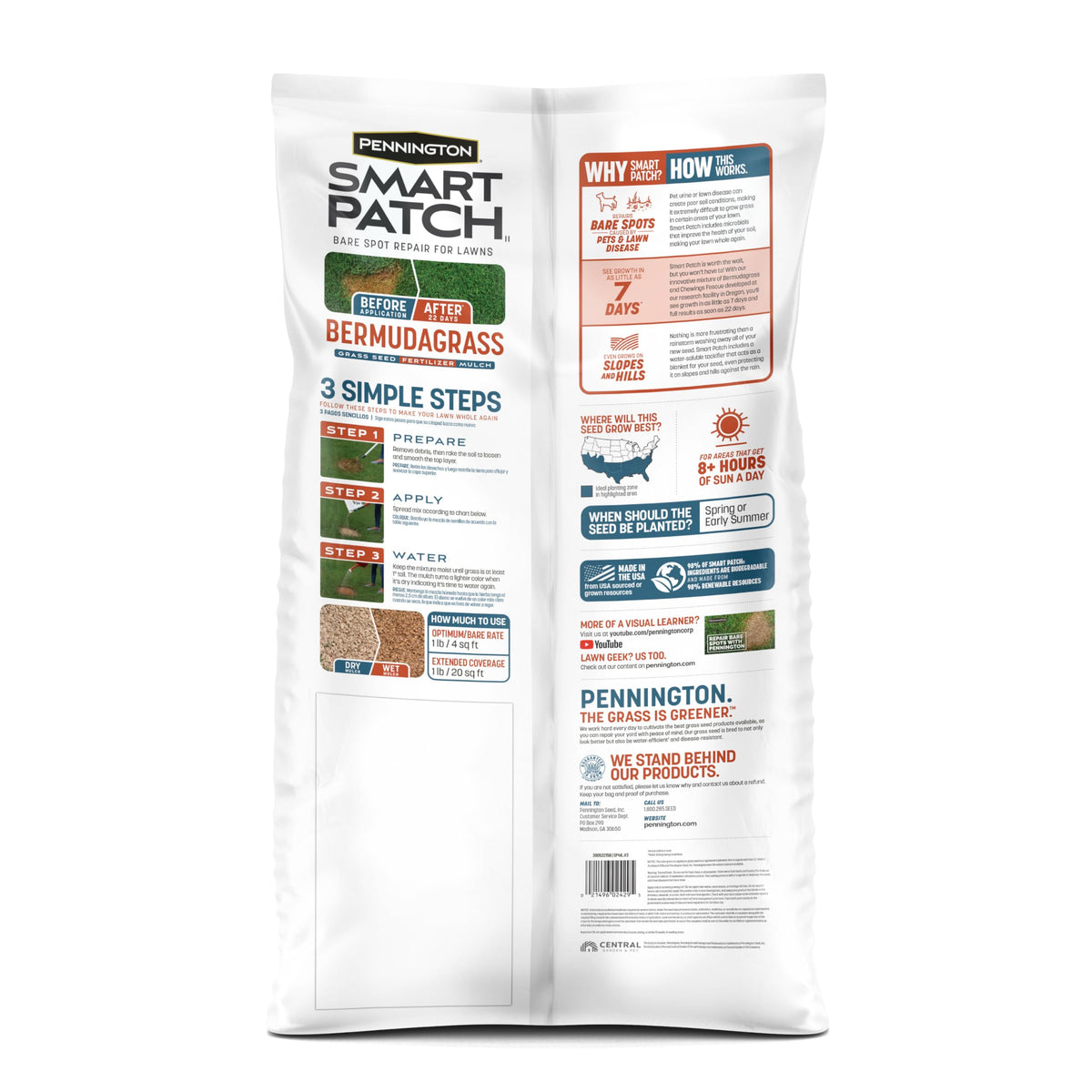 Pennington Smart Patch tackifier on slope protects seed against rain and washaway.