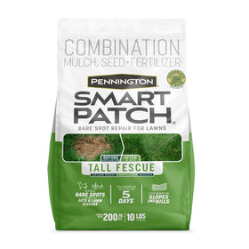 Pennington Smart Patch tall fescue bare spot repair for lush lawn.