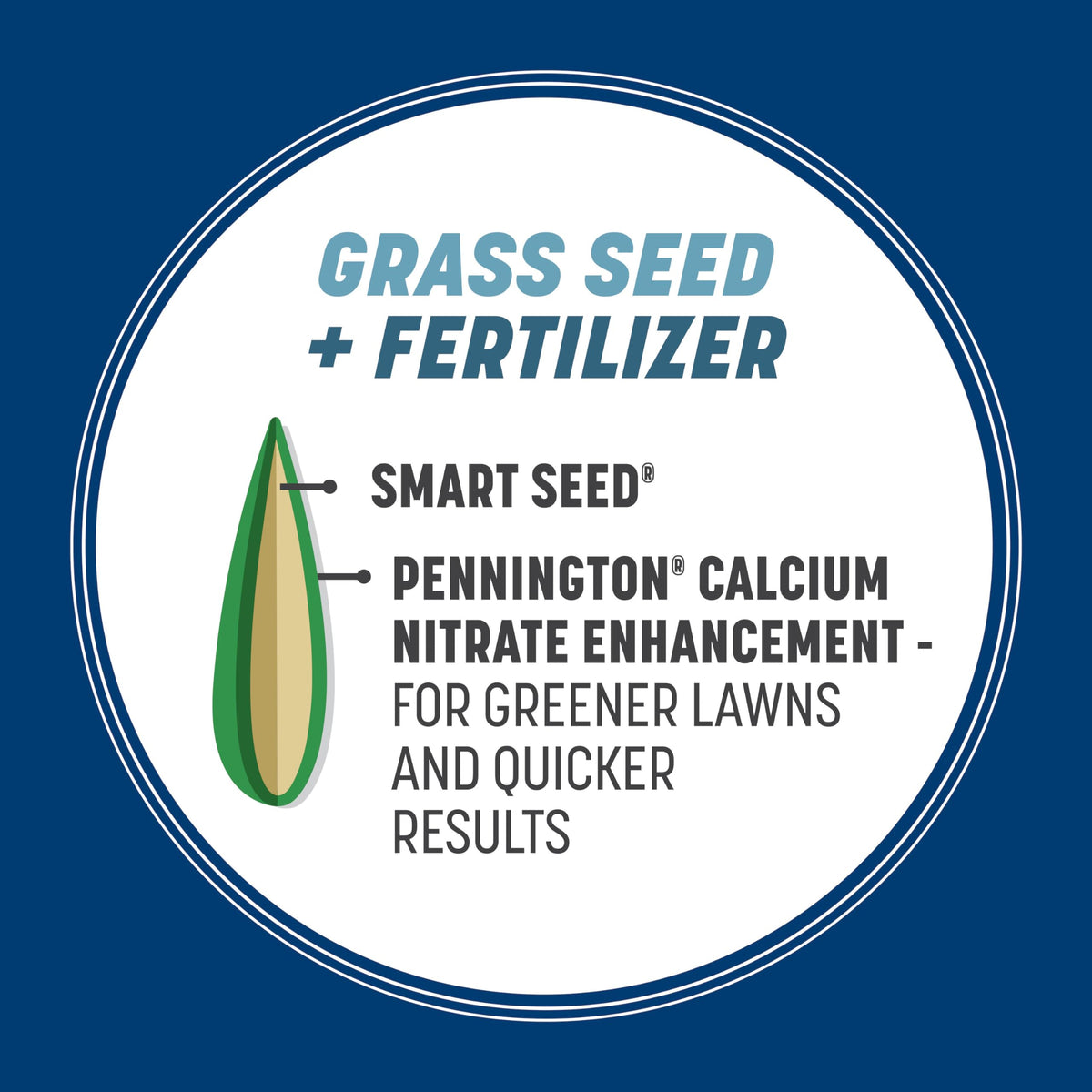 Pennington Smart Seed Kentucky Bluegrass Blend lush lawn scene shows durable turf.