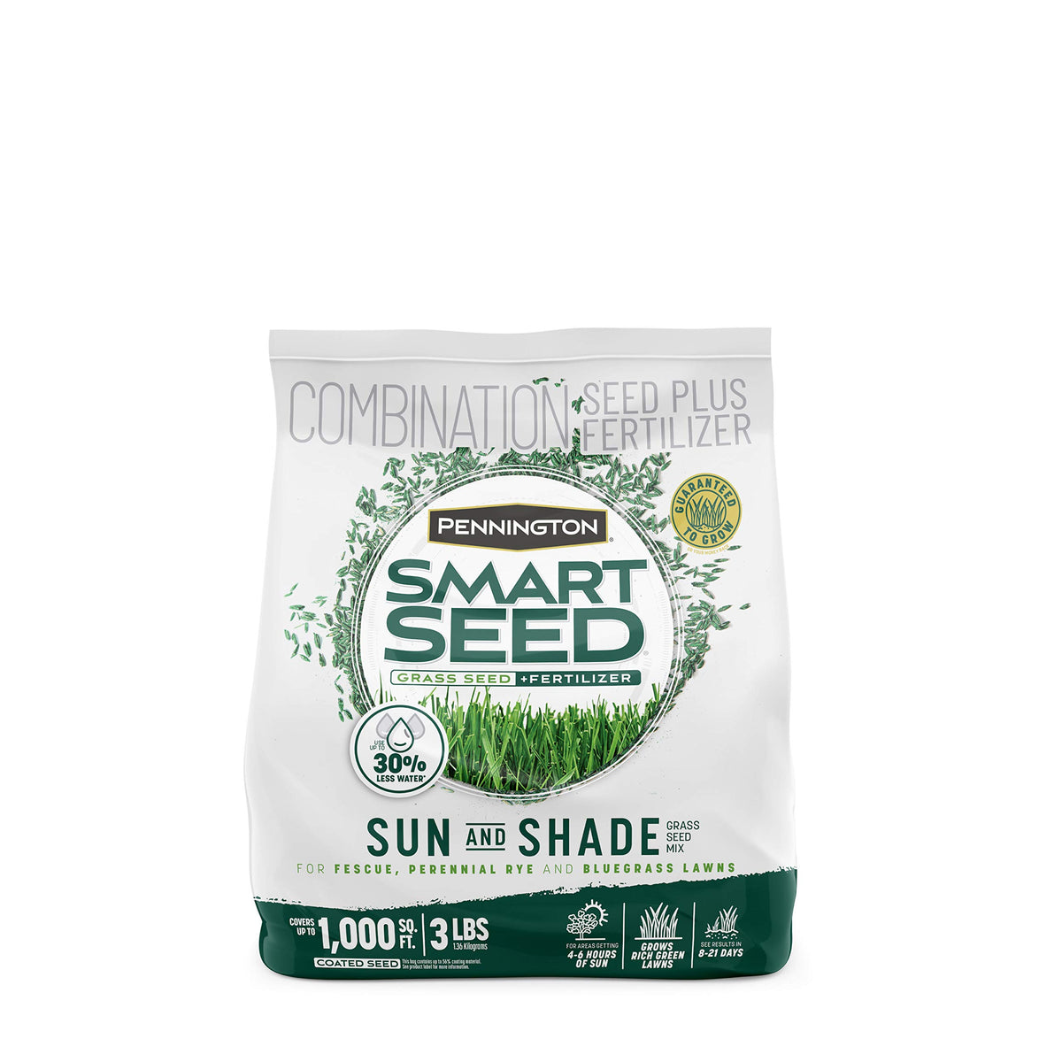 Pennington Smart Seed Sun & Shade mix bag front shows sun-shade blend.