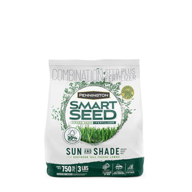 Pennington Smart Seed Sun and Shade Tall Fescue seed bag for sun and shade lawns