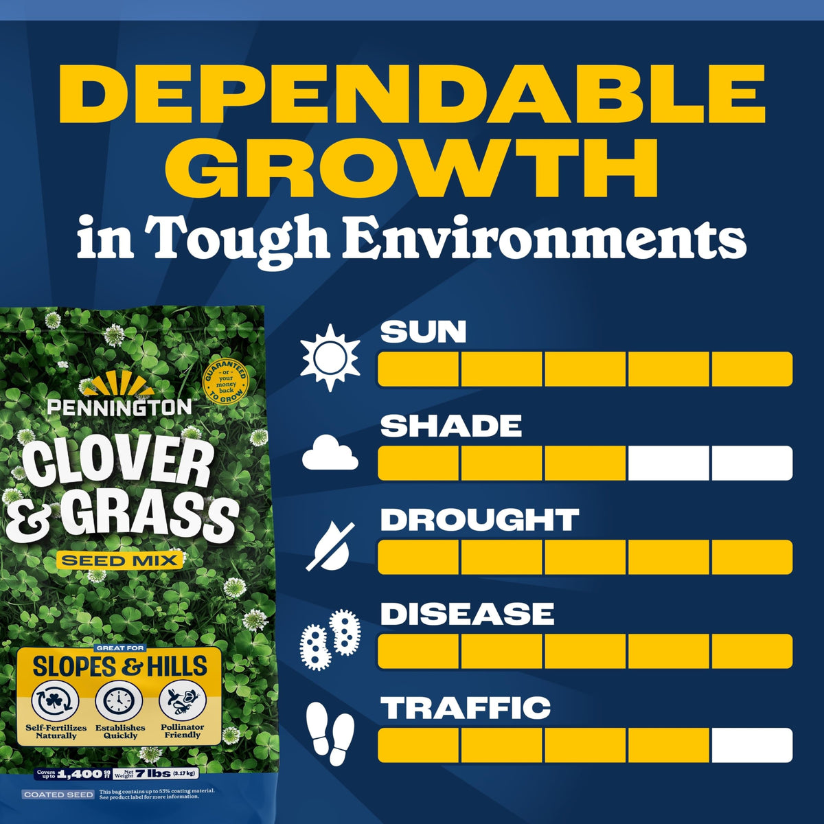 Pennington lawn requires 4-6 hours sunlight daily for best results.
