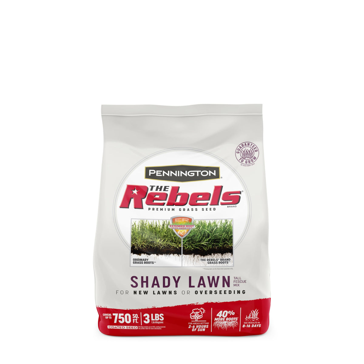Pennington The Rebels Tall Fescue seed bag front view for shade-ready turf