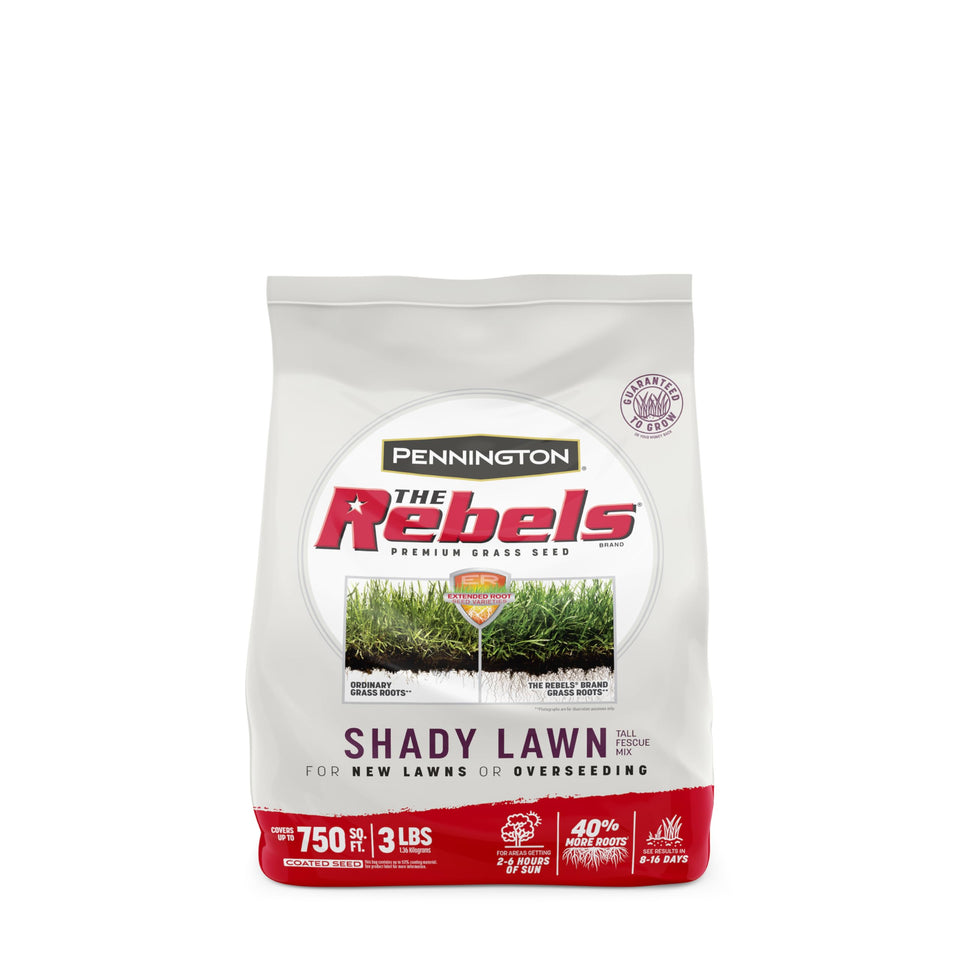 Pennington The Rebels Tall Fescue seed bag front view for shade-ready turf