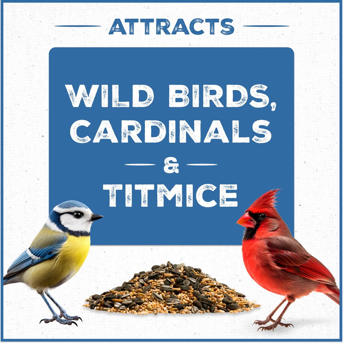 Pennington wild bird seed ingredients sunflower, milo, millet, wheat for diverse visitors.