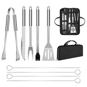 Penobon BBQ Utensil Set in case protects tools for camping and backyard grilling.