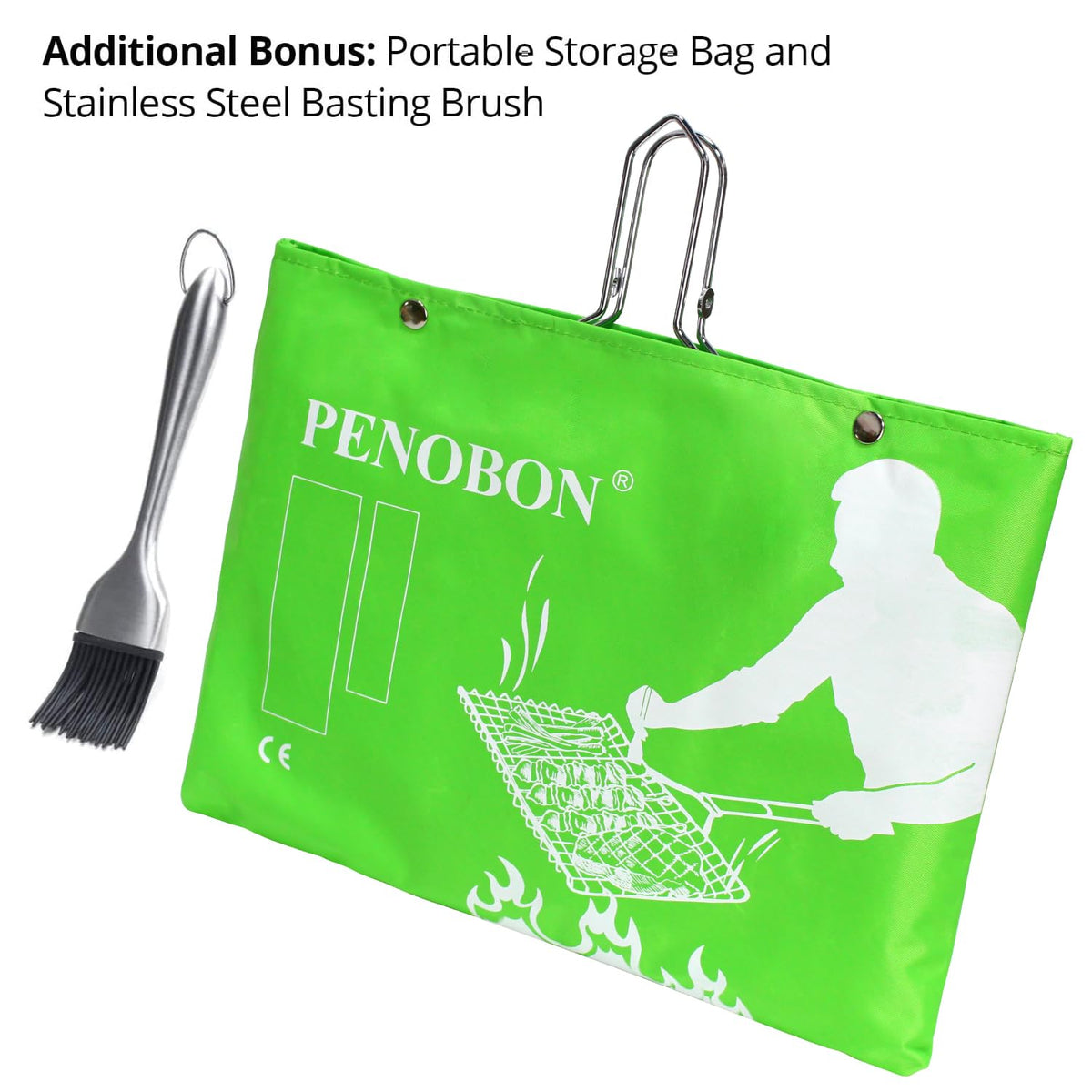 Penobon Fish Grilling Basket on grill ready to cook