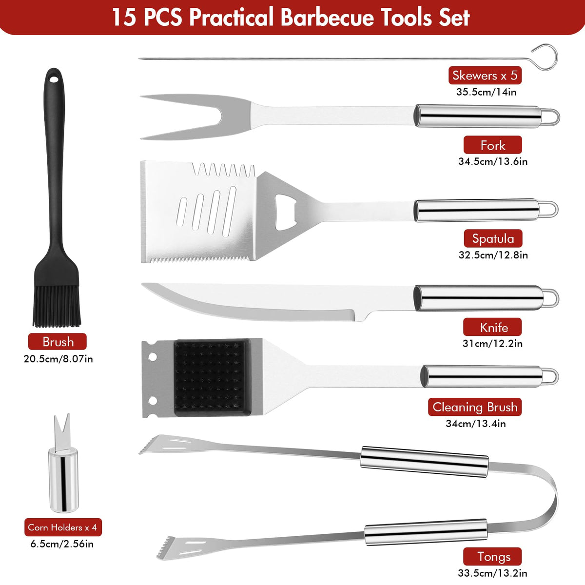 Penobon stainless steel grill tools arranged for durable cooking.