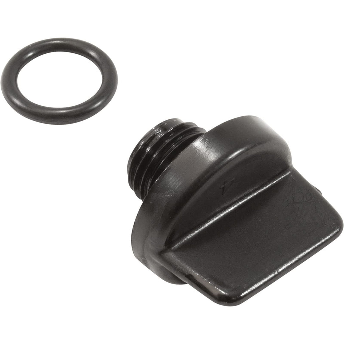 Close-up of Pentair drain plug showing the o-ring for secure installation.