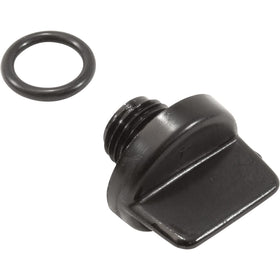 Close-up of Pentair drain plug showing the o-ring for secure installation.