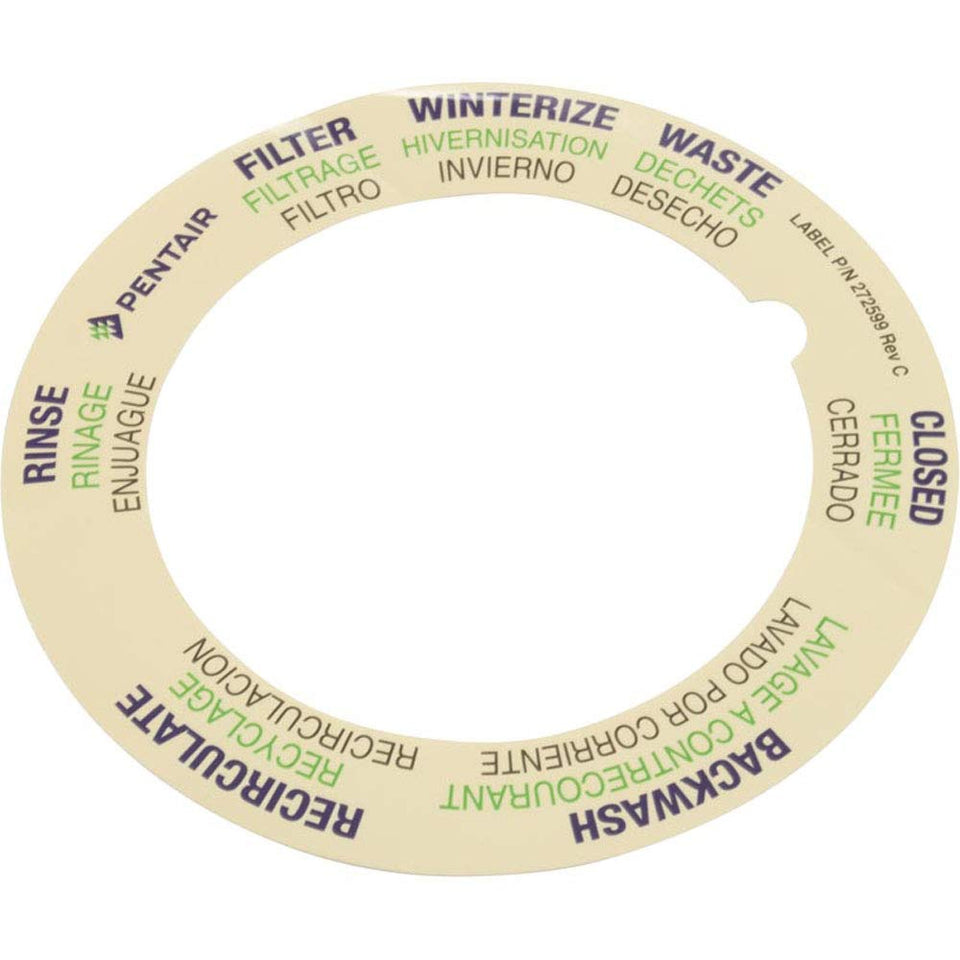 Pentair Label 6Wy Biling top mount valve front view for quick identification on Tagelus filters.