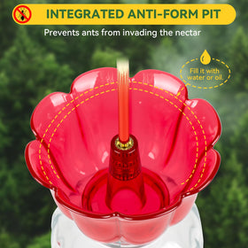PENXUA 8.3 oz hummingbird feeder is easy to refill and monitor.