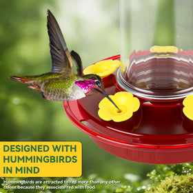 PENXUA hummingbird feeder with bee guard ports reduces nectar intrusion.