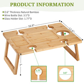 Peohud foldable wine table ready for compact storage in a car.