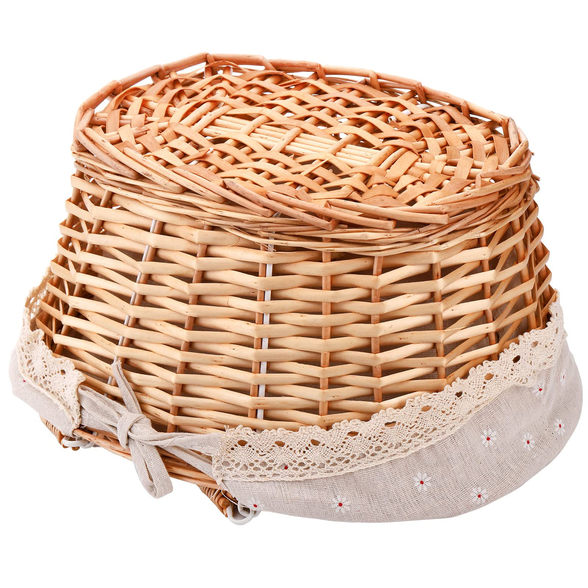 Peohud double-handle wicker basket ready for park outings.