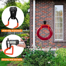 PeoMev garden hose organizer in-use neatly hangs a hose.
