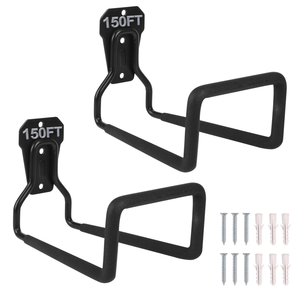 PeoMev hose hanger wall mount neatly holds two hoses for outdoor storage.
