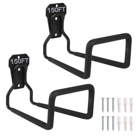 PeoMev hose hanger wall mount neatly holds two hoses for outdoor storage.