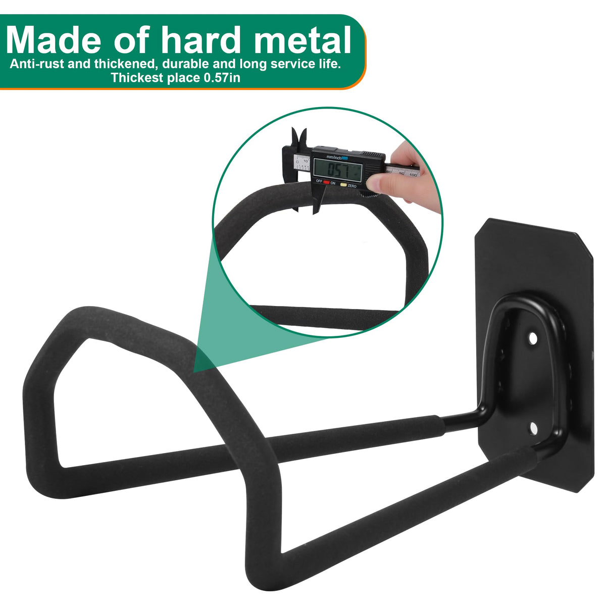 PeoMev hose holder mounted on a fence saving wall space in the garden.