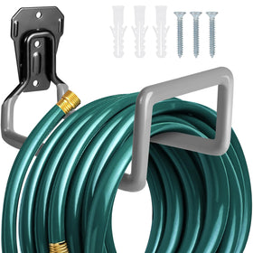 PeoMev metal hose rack for outdoor storage protects hoses from wear.