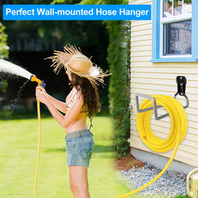 PeoMev wall-mounted hose holder installed for easy outdoor access.