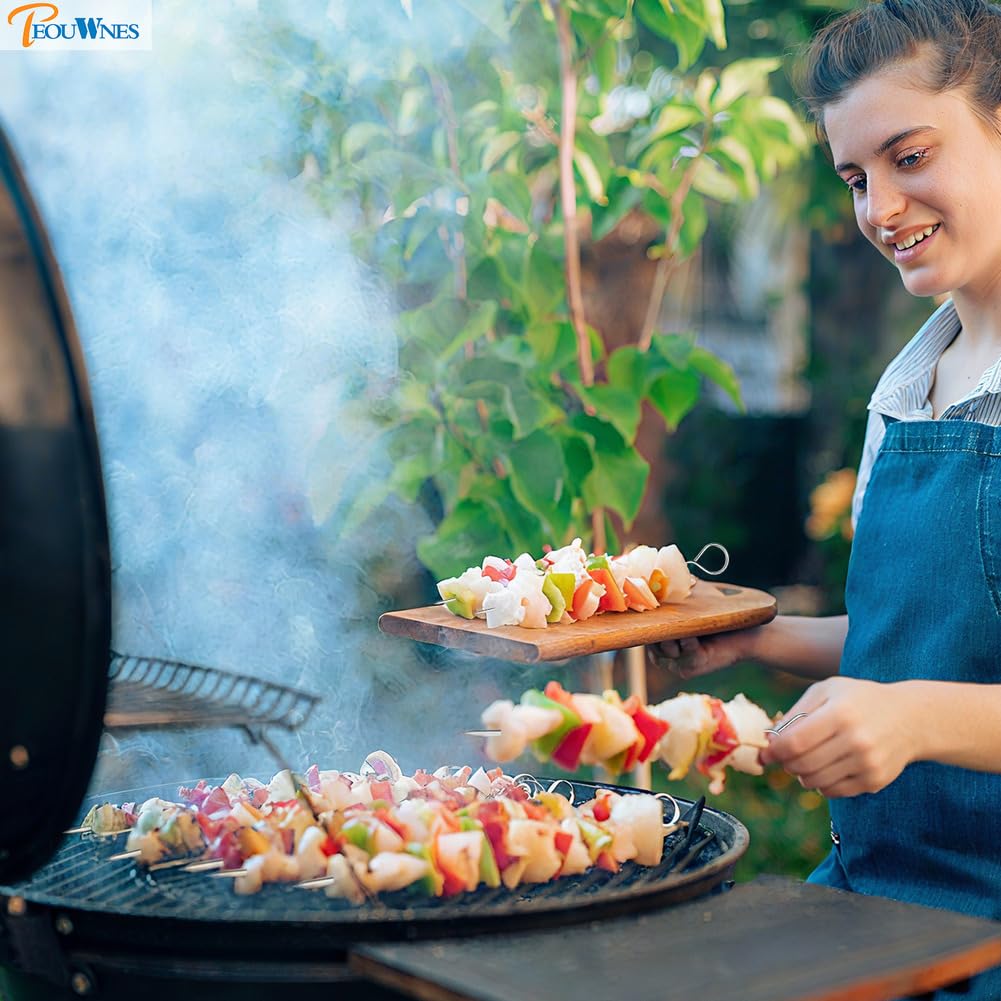 PEOUWNES ring tip handle skewers shown for easy grip during turning.